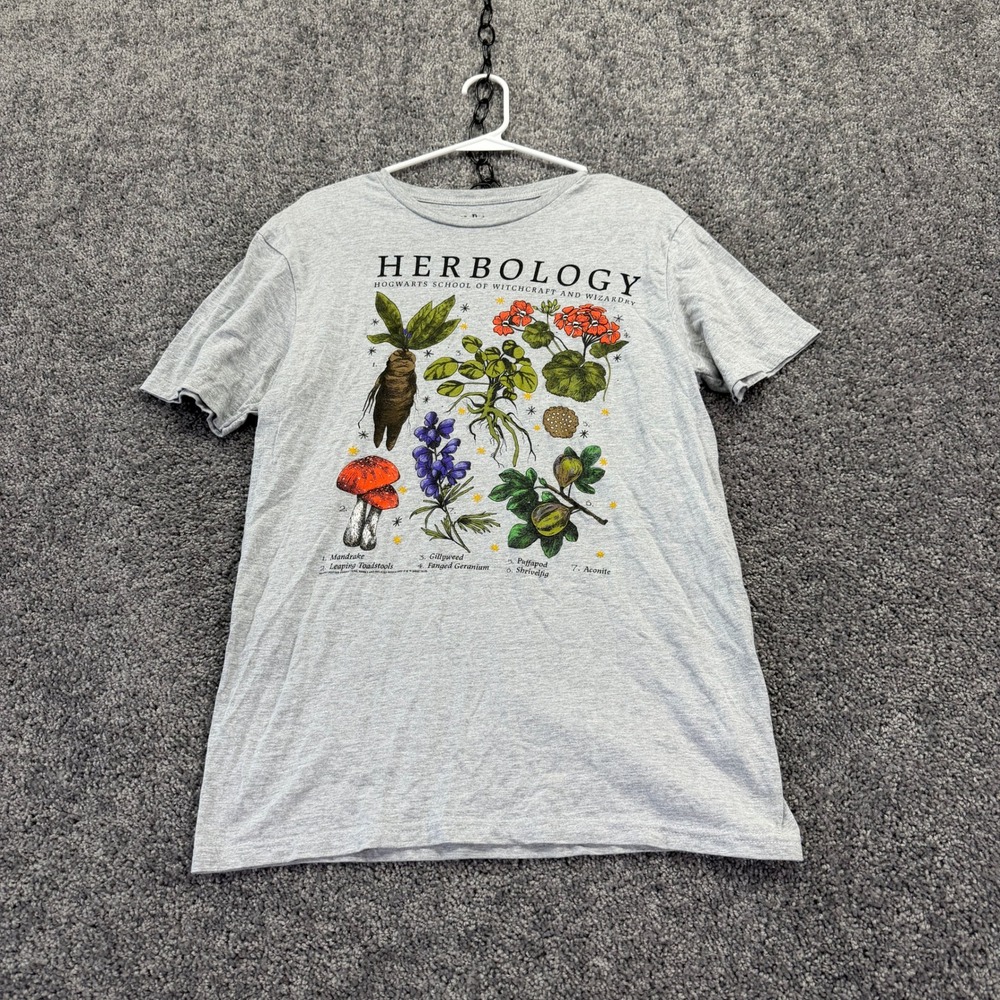 Harry Potter T Shirt Mens M Gray Herbology Graphic Short Sleeve